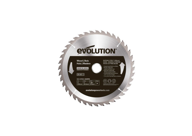 Piła widiowa TCT do cięcia drewna  230mm/40 z Evolution EVO-230-40-D