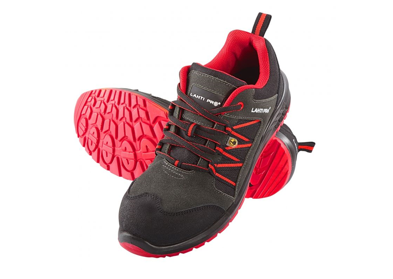 Półbuty esd zamsz/oxford grafitowo-czerwone, s1 src, 46 Lahti Pro L3042346