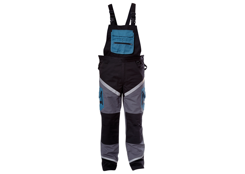 Ogrodniczki robocze czarno-szaro-turkusowe z odblaskami 3XL ce Lahti Pro L4060206