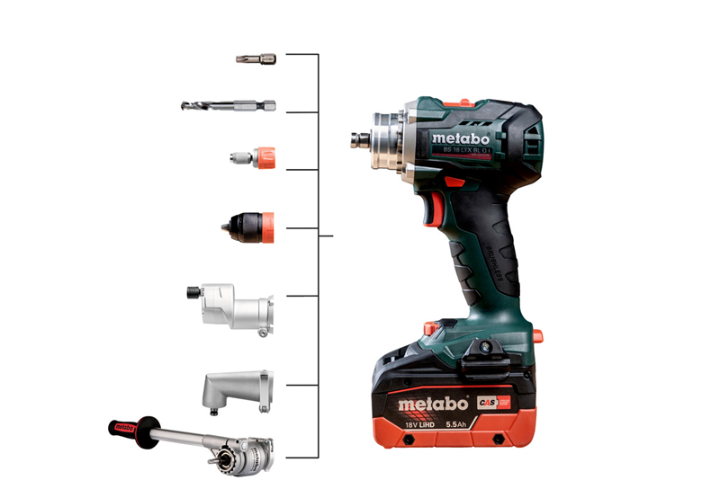 Wiertarko-wkrętarka z przystawką PowerX3 Metabo BS 18 LTX BL Q I 2x5.5Ah