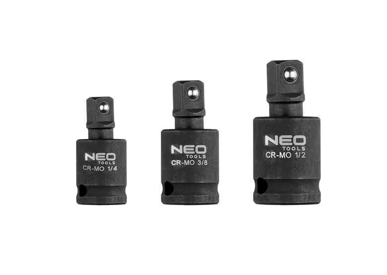 Zestaw przegubów udarowych 3 szt., 1/4", 3/8", 1/2" Neo 10-256