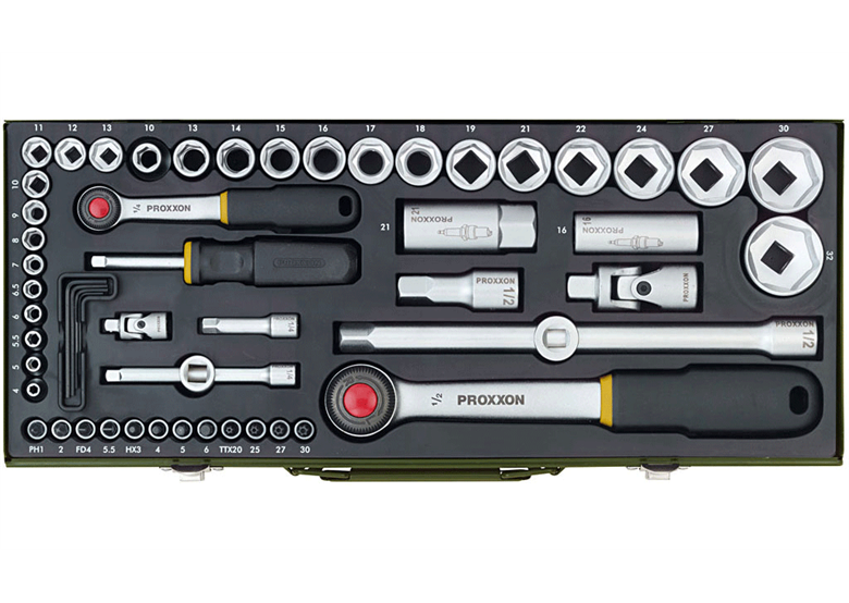Klucze nasadowe 1/2",  1/4", zestaw 55 elementów Proxxon PR23040