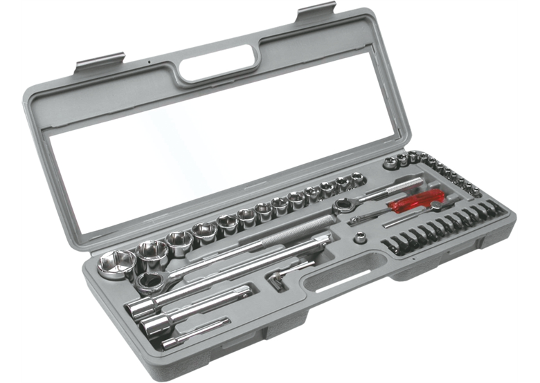 Klucze nasadowe 1/2", 1/4", zestaw 52szt. Top Tools 38D270