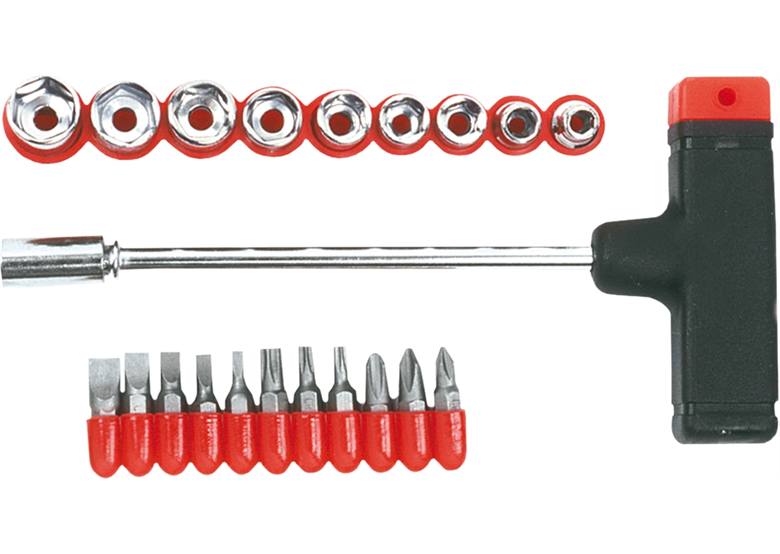 Końcówki wkrętakowe i nasadki z uchwytem, zestaw 21szt. Top Tools 39D385