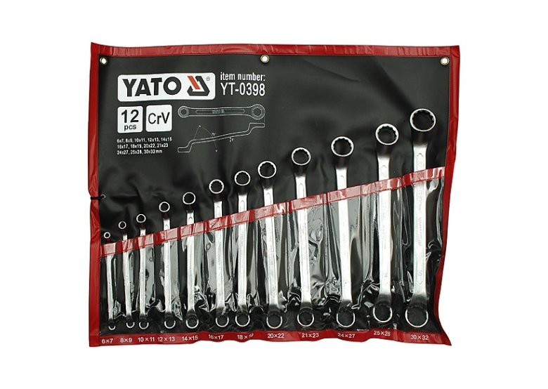 Klucze oczkowo-odgięte 6-32 mm 12 sztuk Yato YT-0398